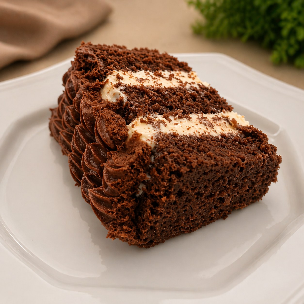 Fatia de bolo com recheio aparente